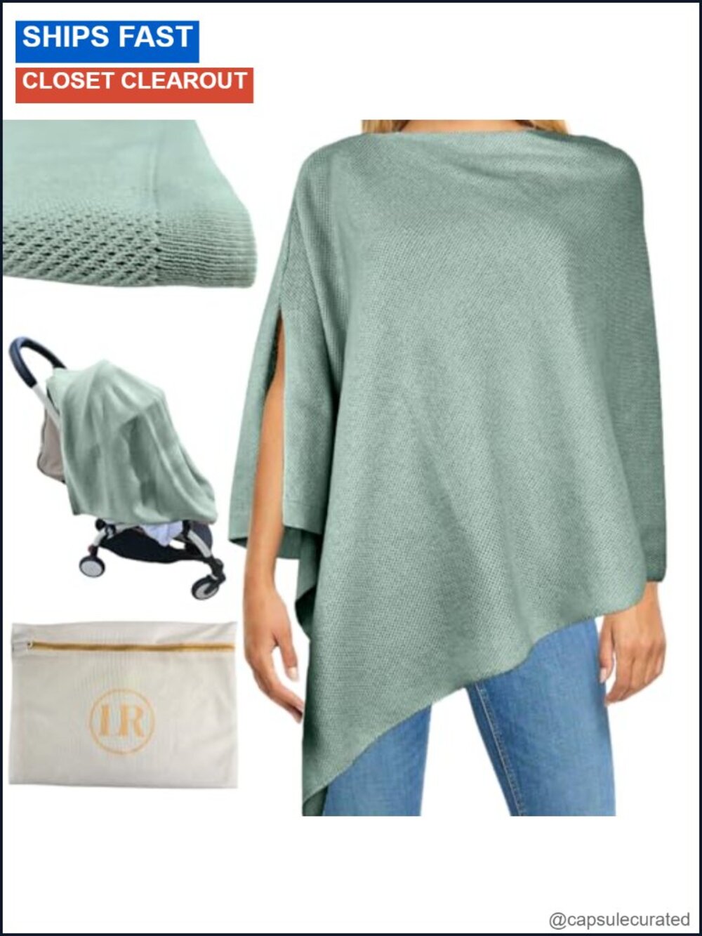 Organic Cotton Cashmere Nursing Cover Poncho Breathable Breastfeeding Privacy